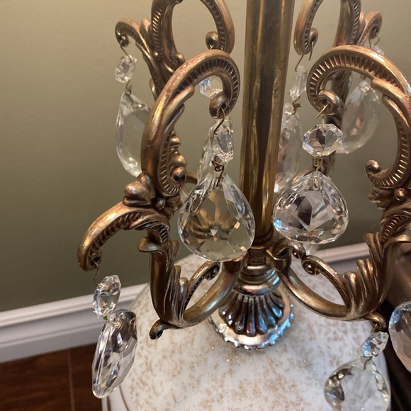 Vintage, Style, Italian Table/ Floor Lamp, Gold motif on white MCM - Picture 9 of 17